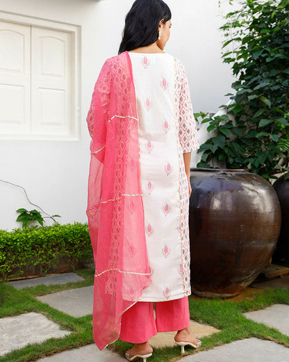 Pink Ikkat Gota Suit Set