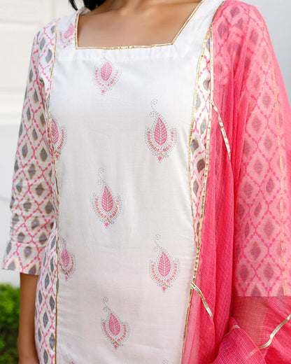 Pink Ikkat Gota Suit Set