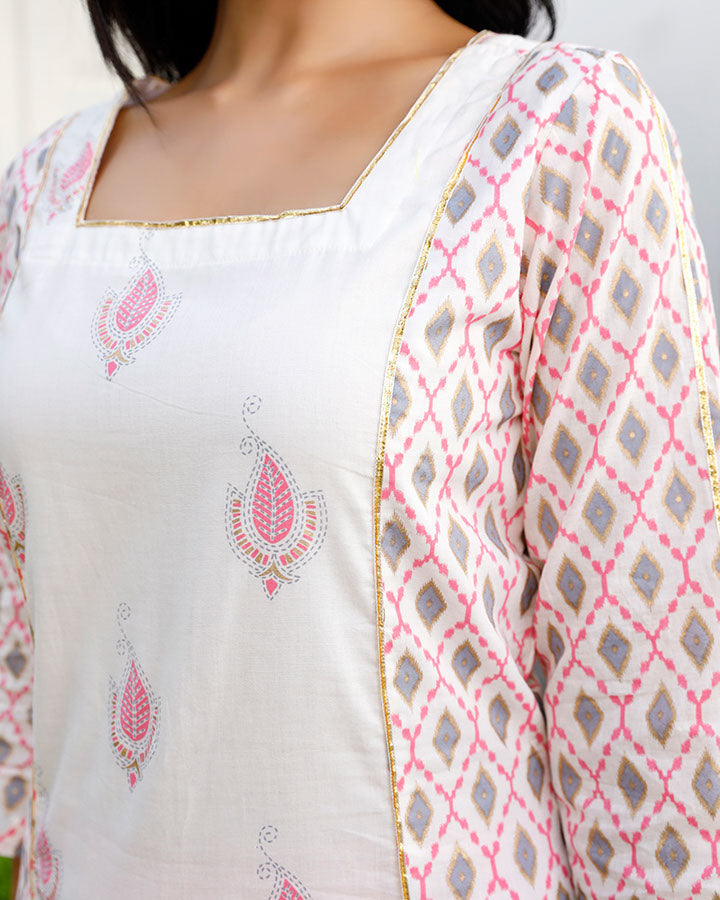 Pink Ikkat Gota Suit Set