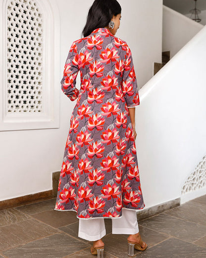 Lotus Print Kurta Set