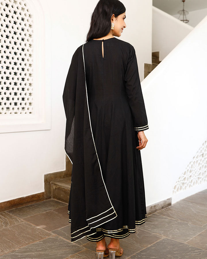 Black Abstract Embrod. Suit