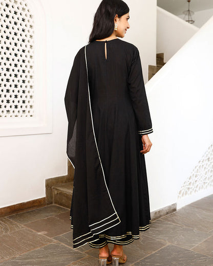 Black Abstract Embrod. Suit