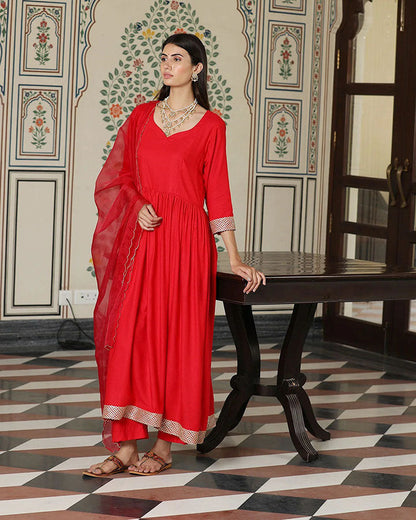 Red Dobby Suit Set