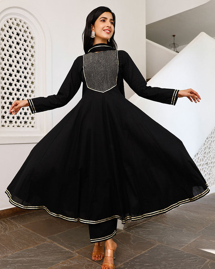 Black Abstract Embrod. Suit