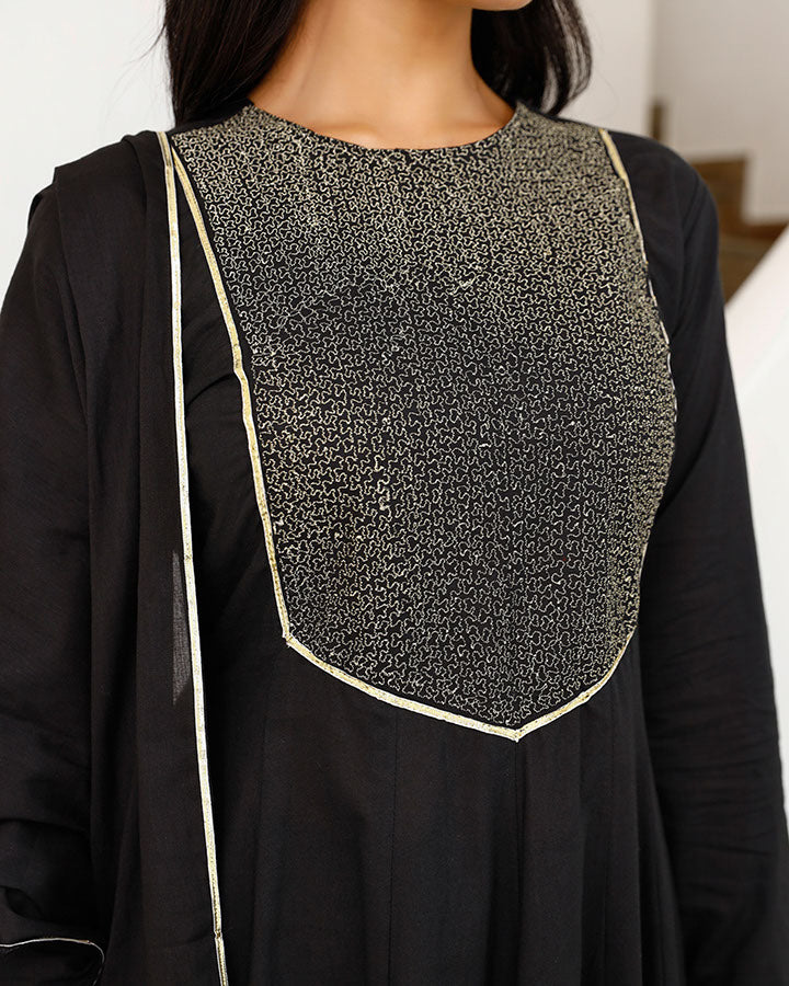 Black Abstract Embrod. Suit
