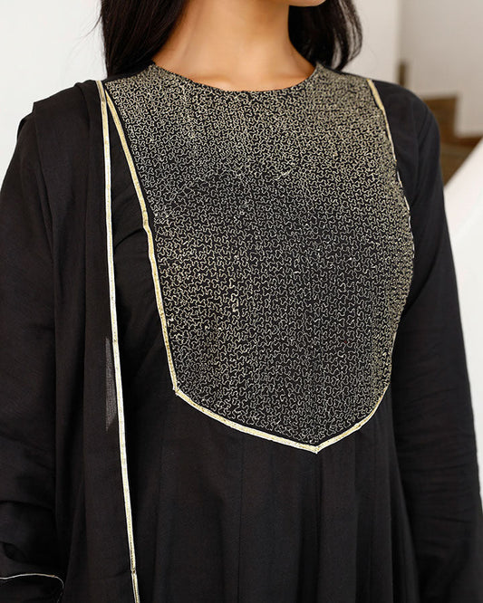 Black Abstract Embrod. Suit
