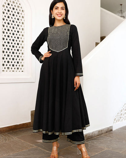 Black Abstract Embrod. Suit