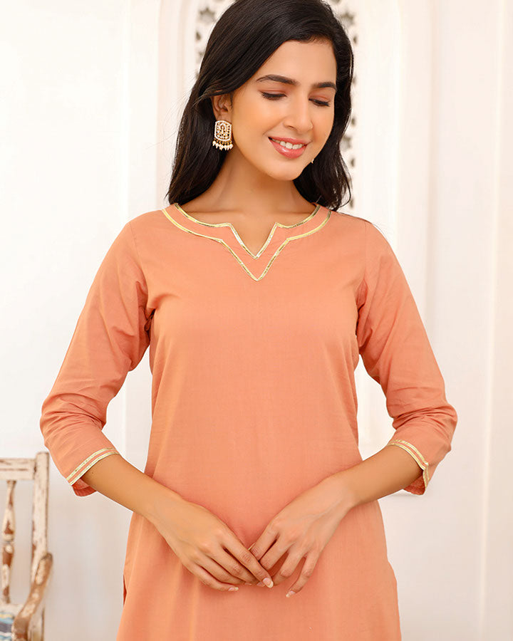 Peach Gota Kurta Set