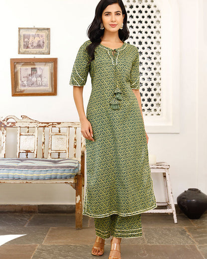 Green Leaf Kurta Set
