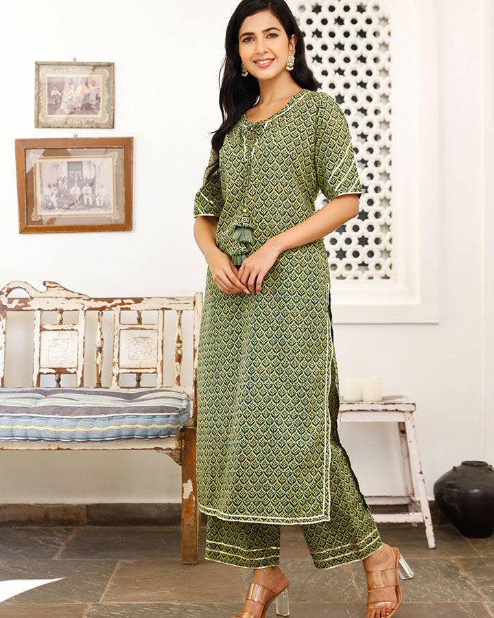 Green Leaf Kurta Set