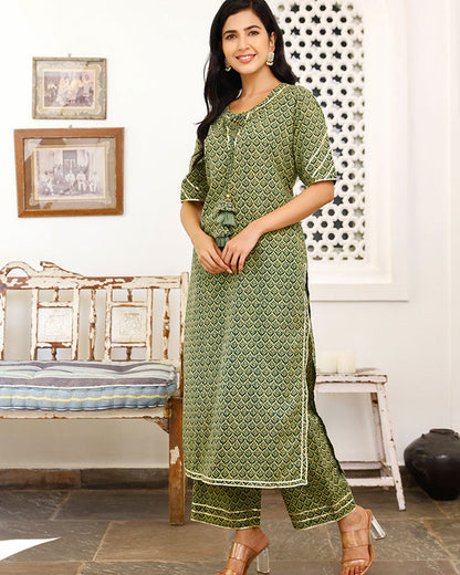 Green Leaf Kurta Set