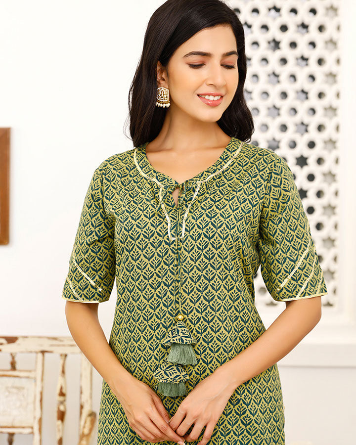 Green Leaf Kurta Set