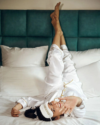 White Satin Notch Night Suit