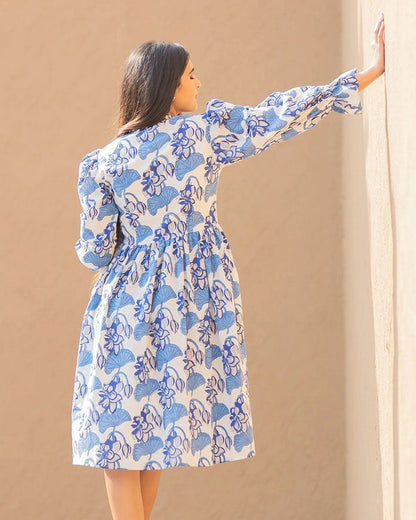 Indigo Lotus Tie-Up Dress
