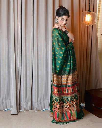 Green Ikat Pichwai Saree