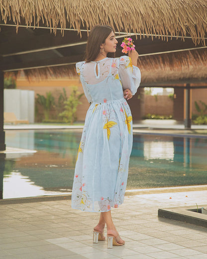 Blue Lilies Handpainted Doria Dress