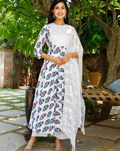 White Mughal Suit Set