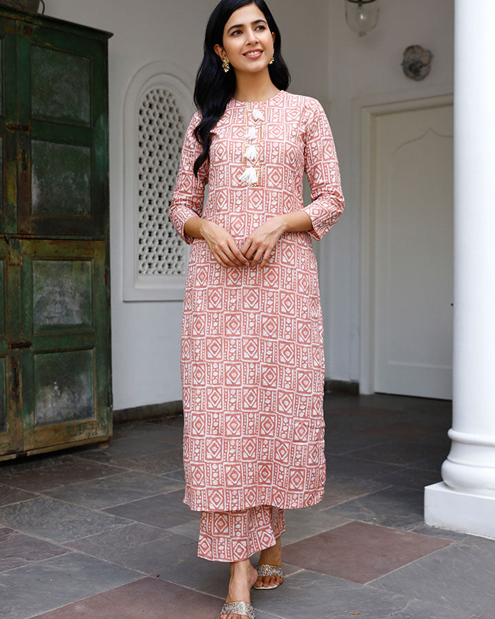 Salmon Kurta Set