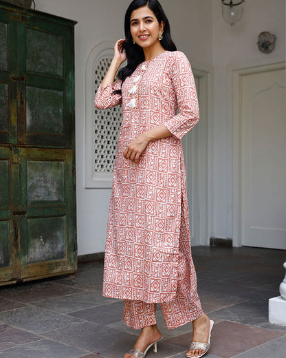 Salmon Kurta Set