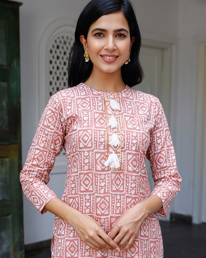Salmon Kurta Set
