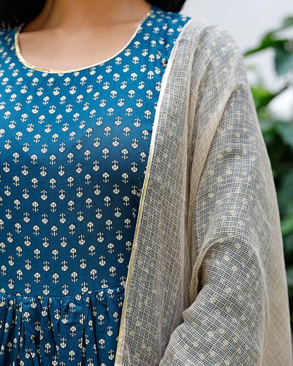 Blue Printed Gota Suit Set