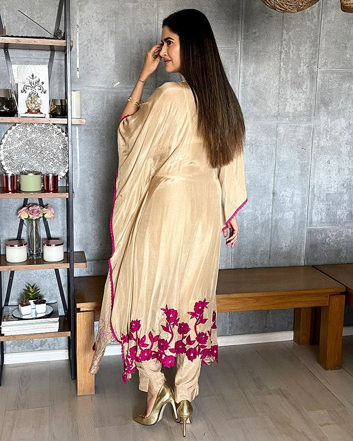 Beige Patchwork kurta set