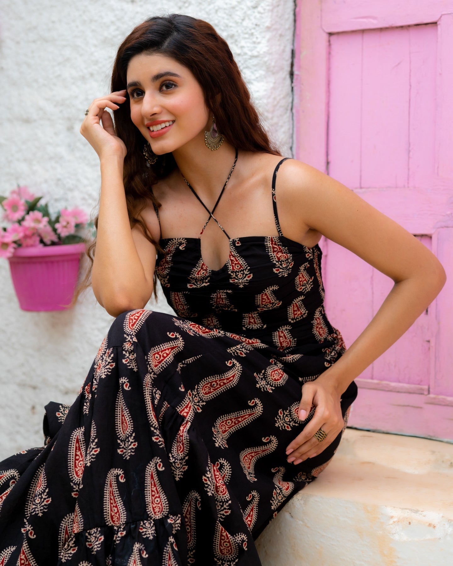 BLACK PAISLEY MAXI DRESS