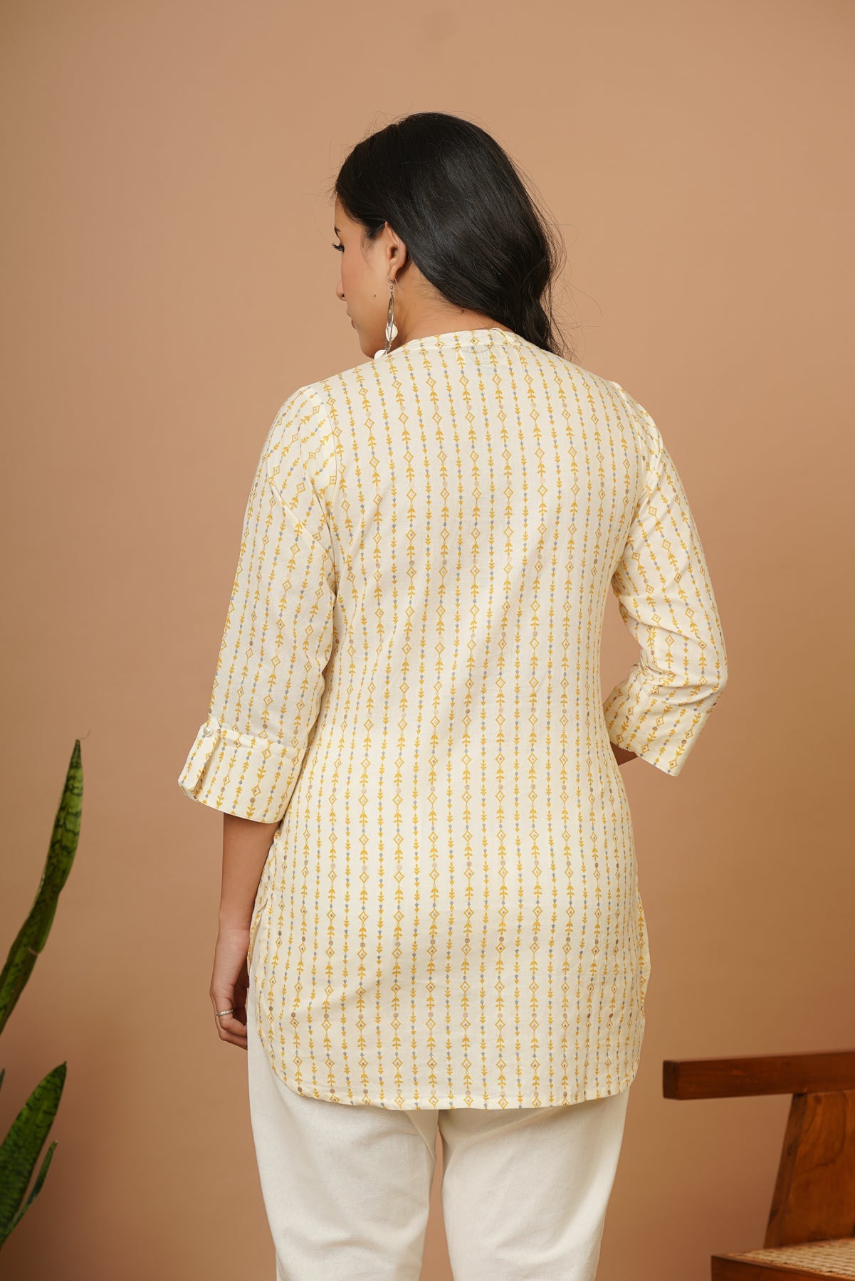 Off White Tribal Short Kurta