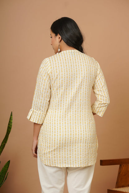 Off White Tribal Short Kurta