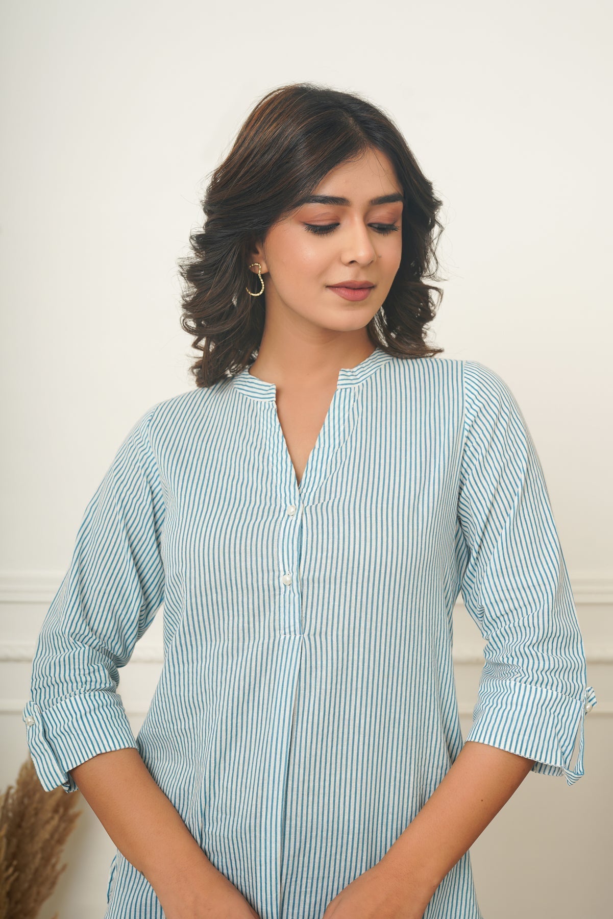 Blue Stripes Short Kurta