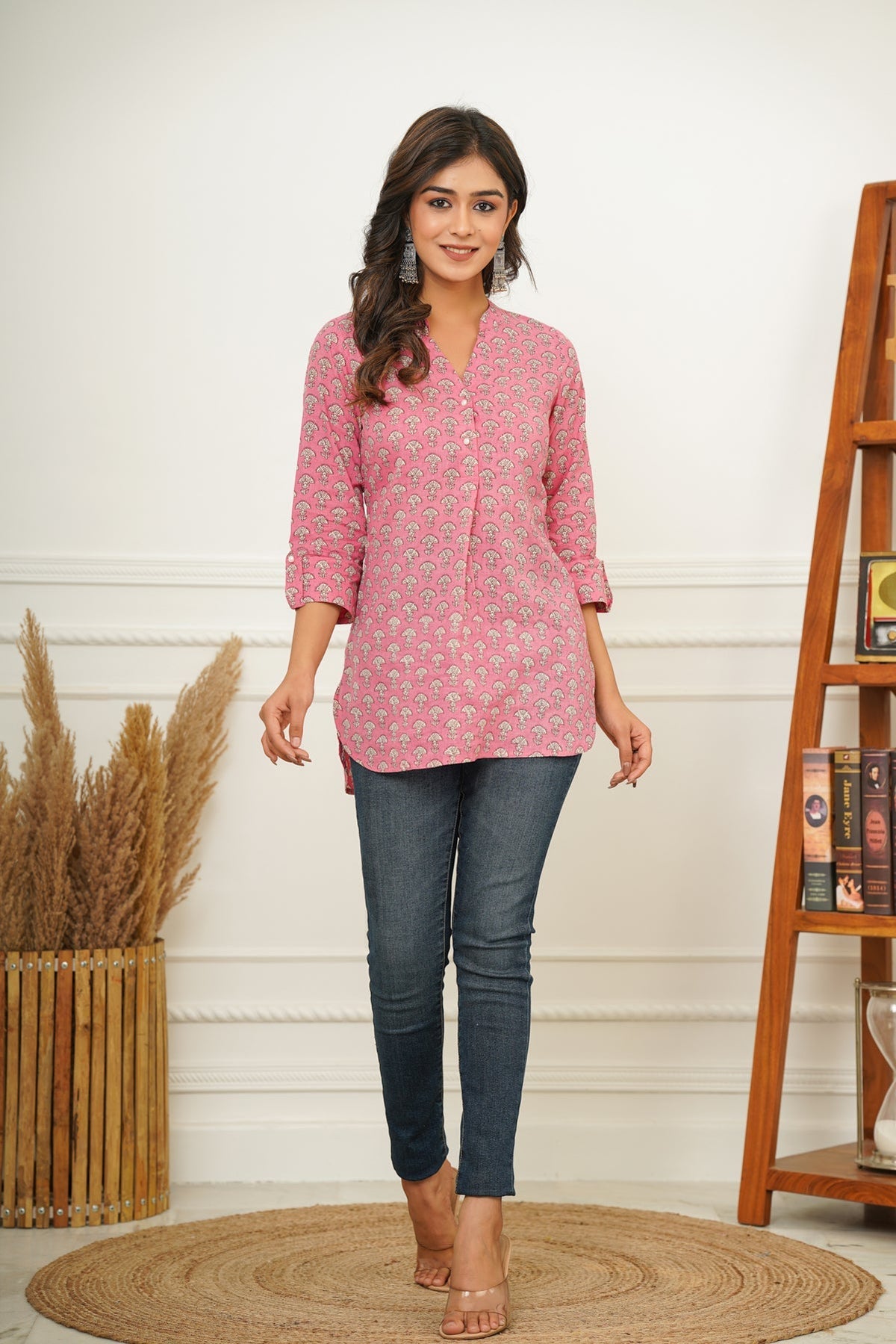 Pink Buta Short Kurta