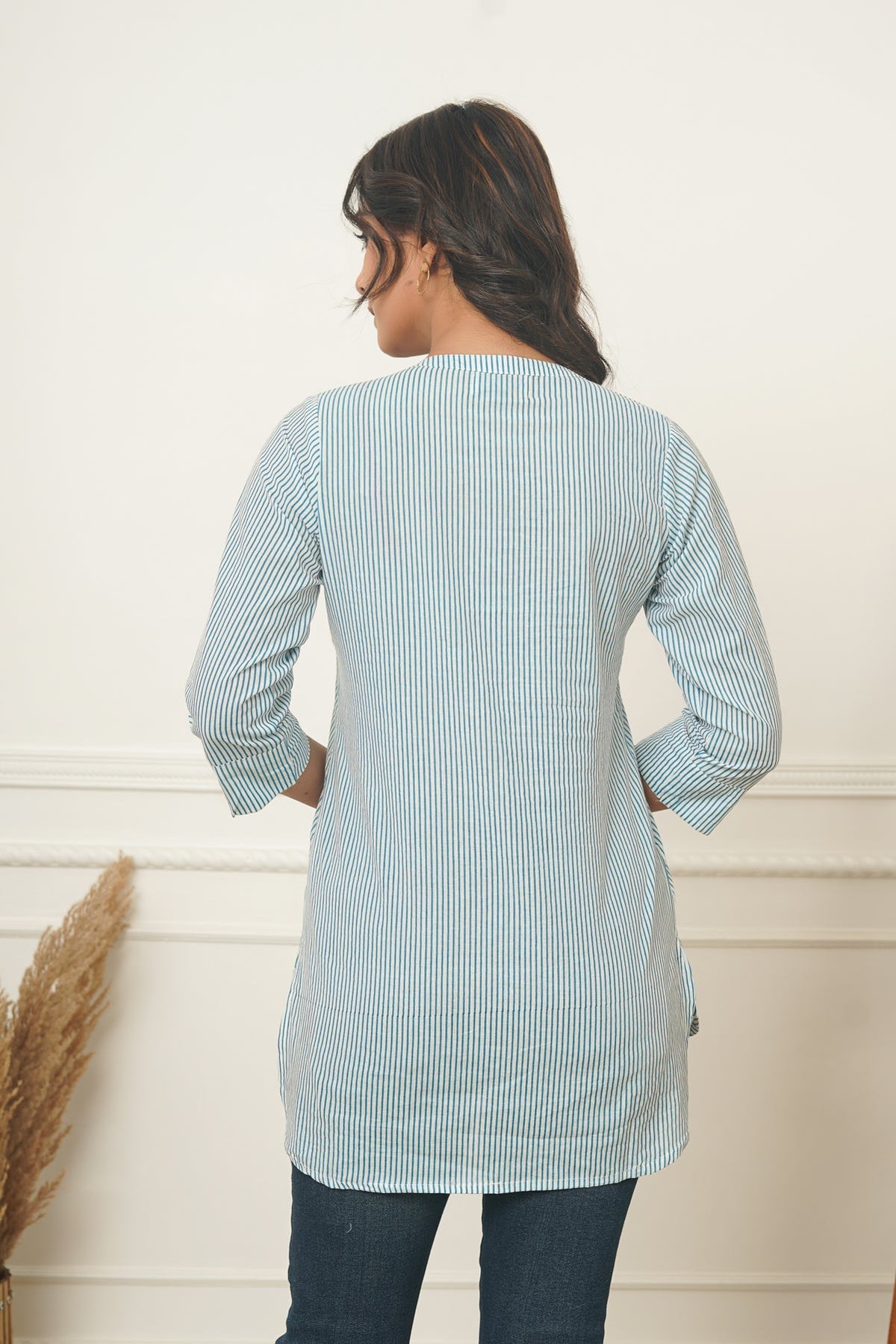 Blue Stripes Short Kurta