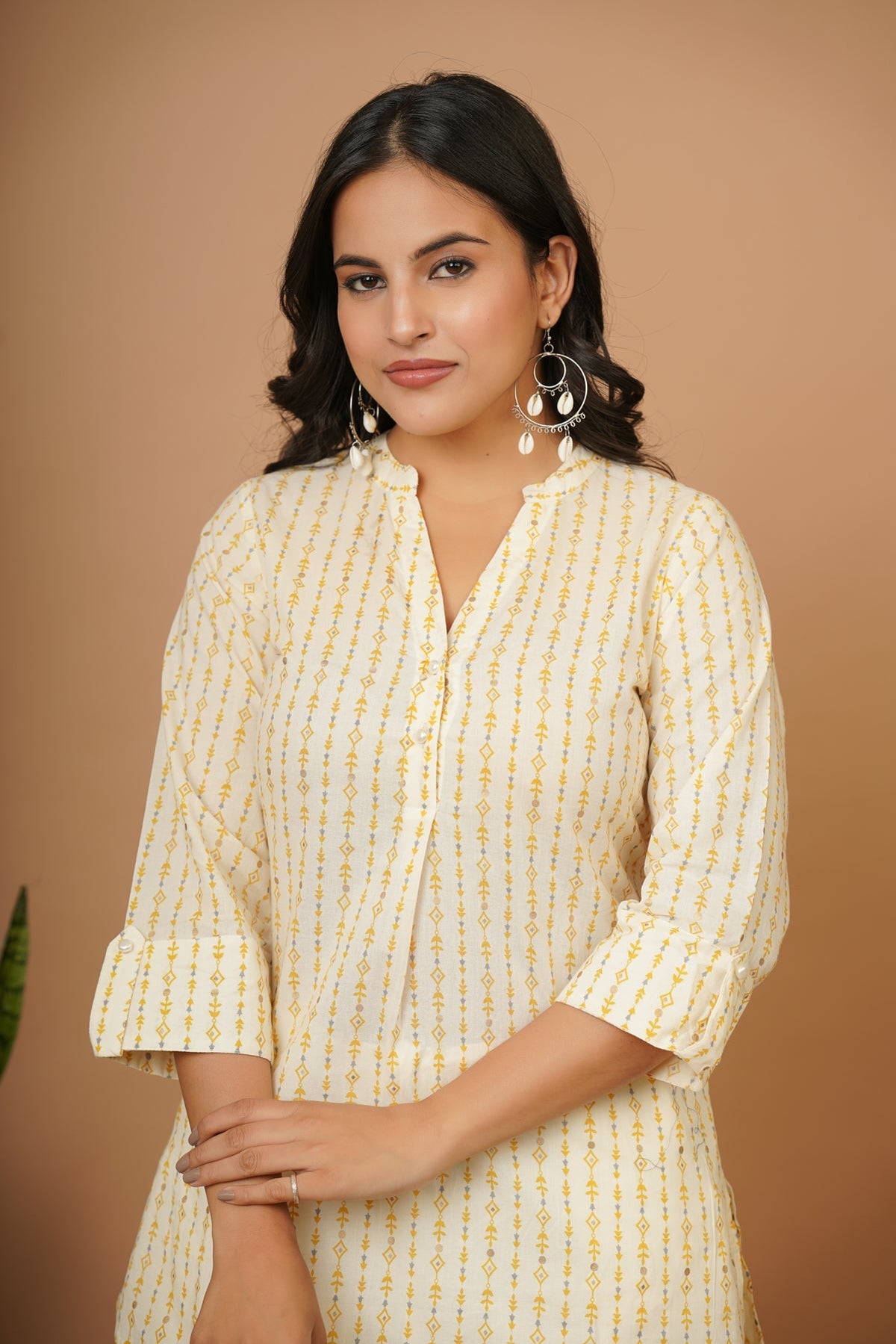 Off White Tribal Short Kurta
