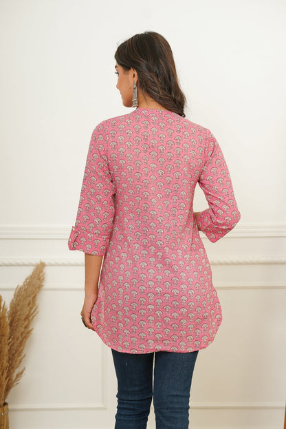 Pink Buta Short Kurta