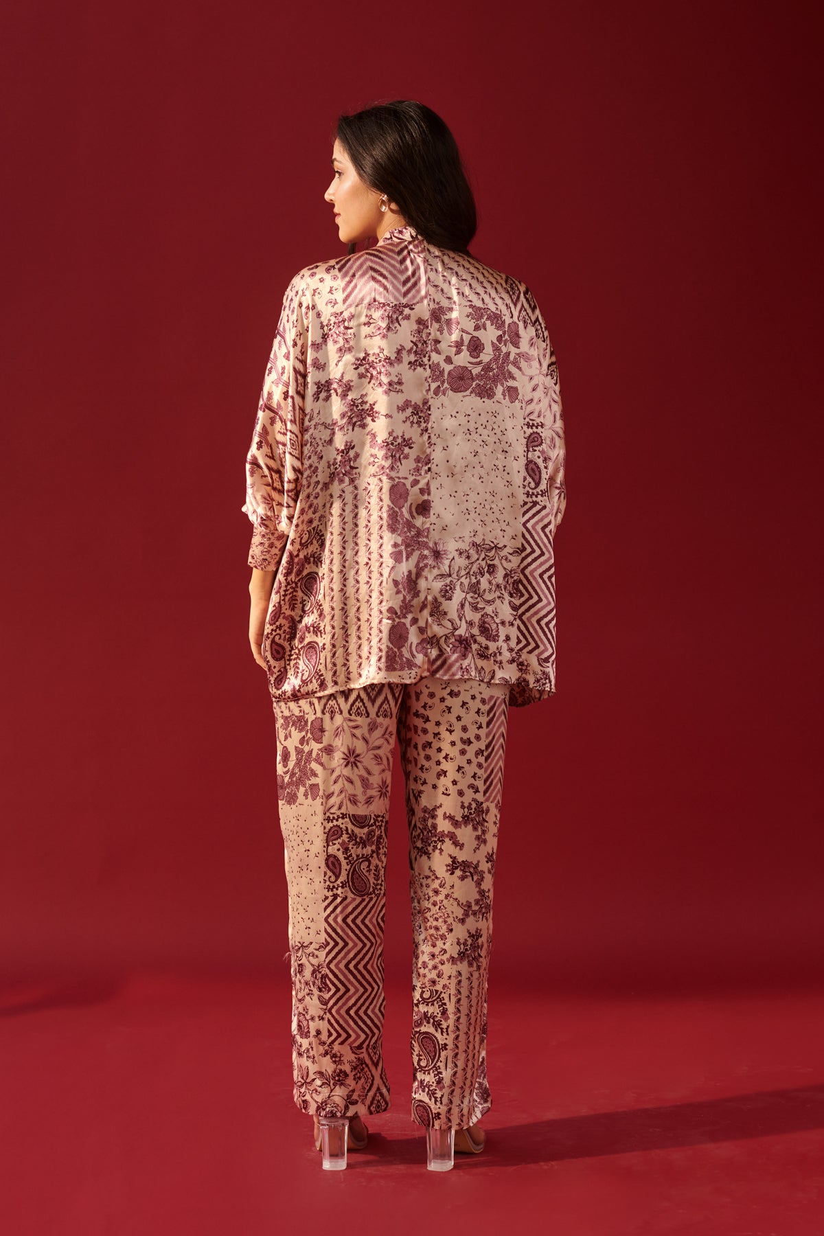Ivory Lilac Print Platter Shirt Set