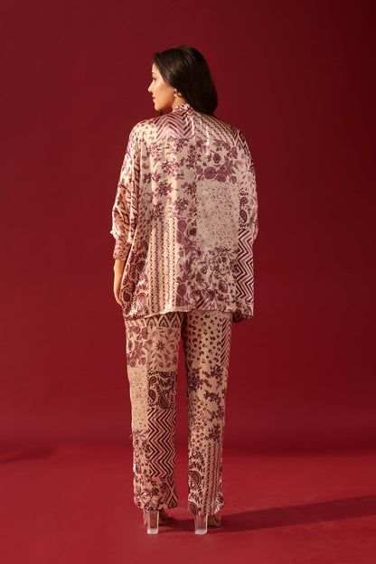 Ivory Lilac Print Platter Shirt Set