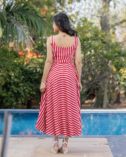 Red Bold Striped Dress