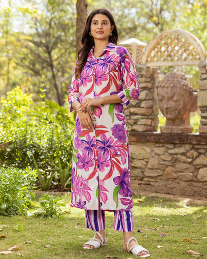White Aquarelle Floral co-ord set