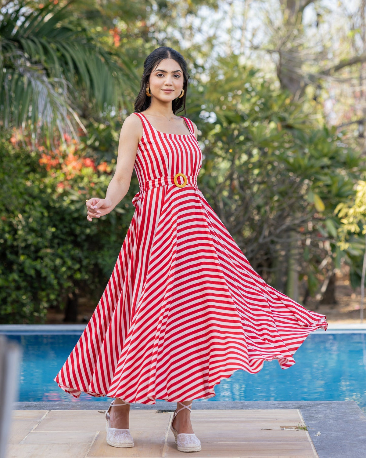 Red Bold Striped Dress