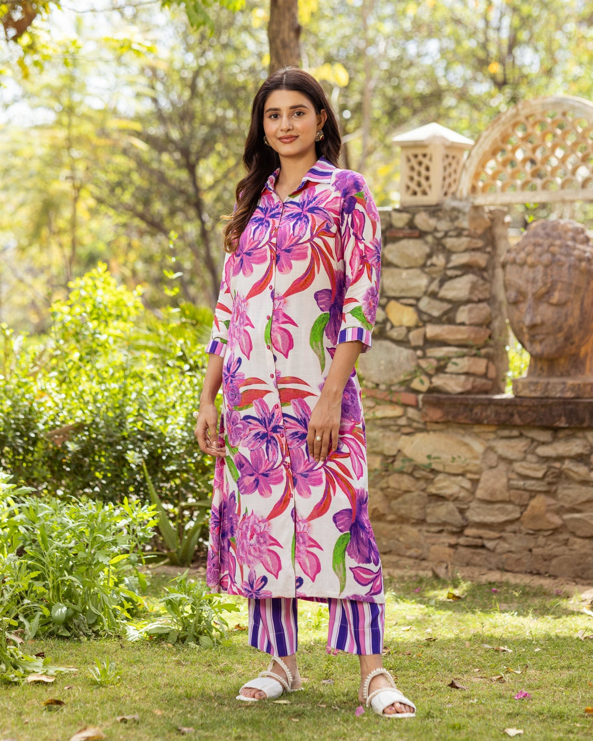White Aquarelle Floral co-ord set