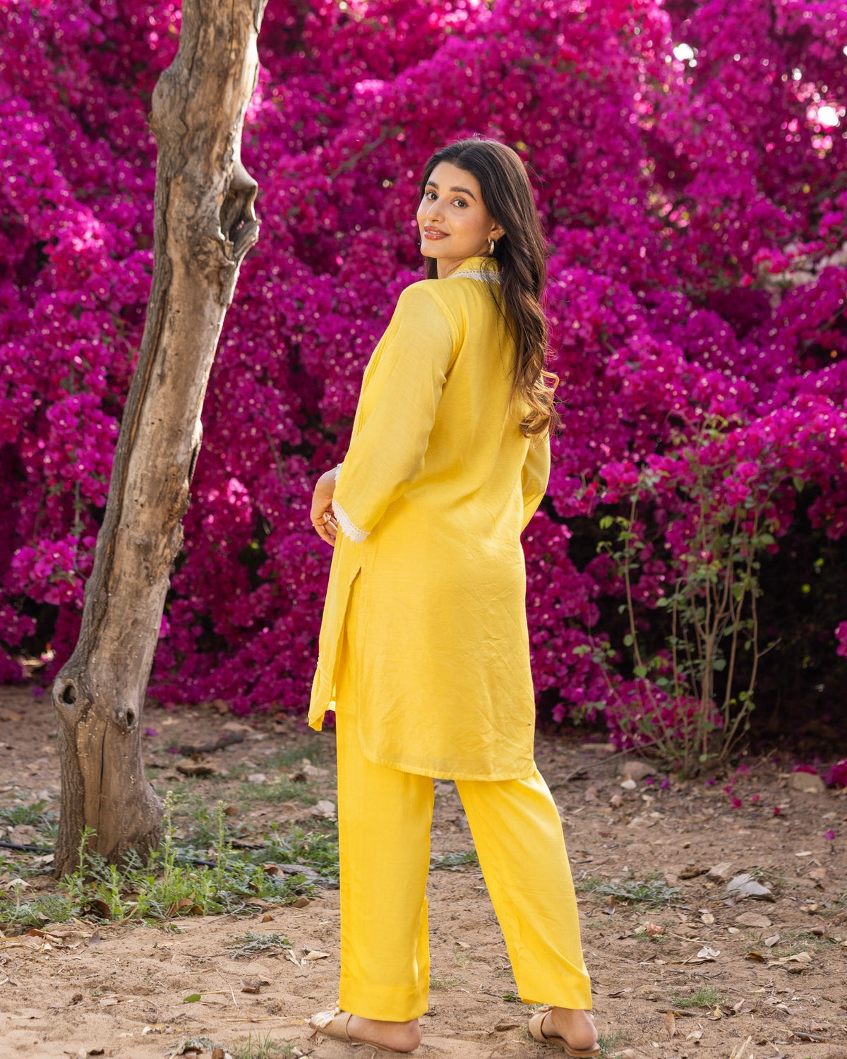 Yellow Chanderi Kurta Set