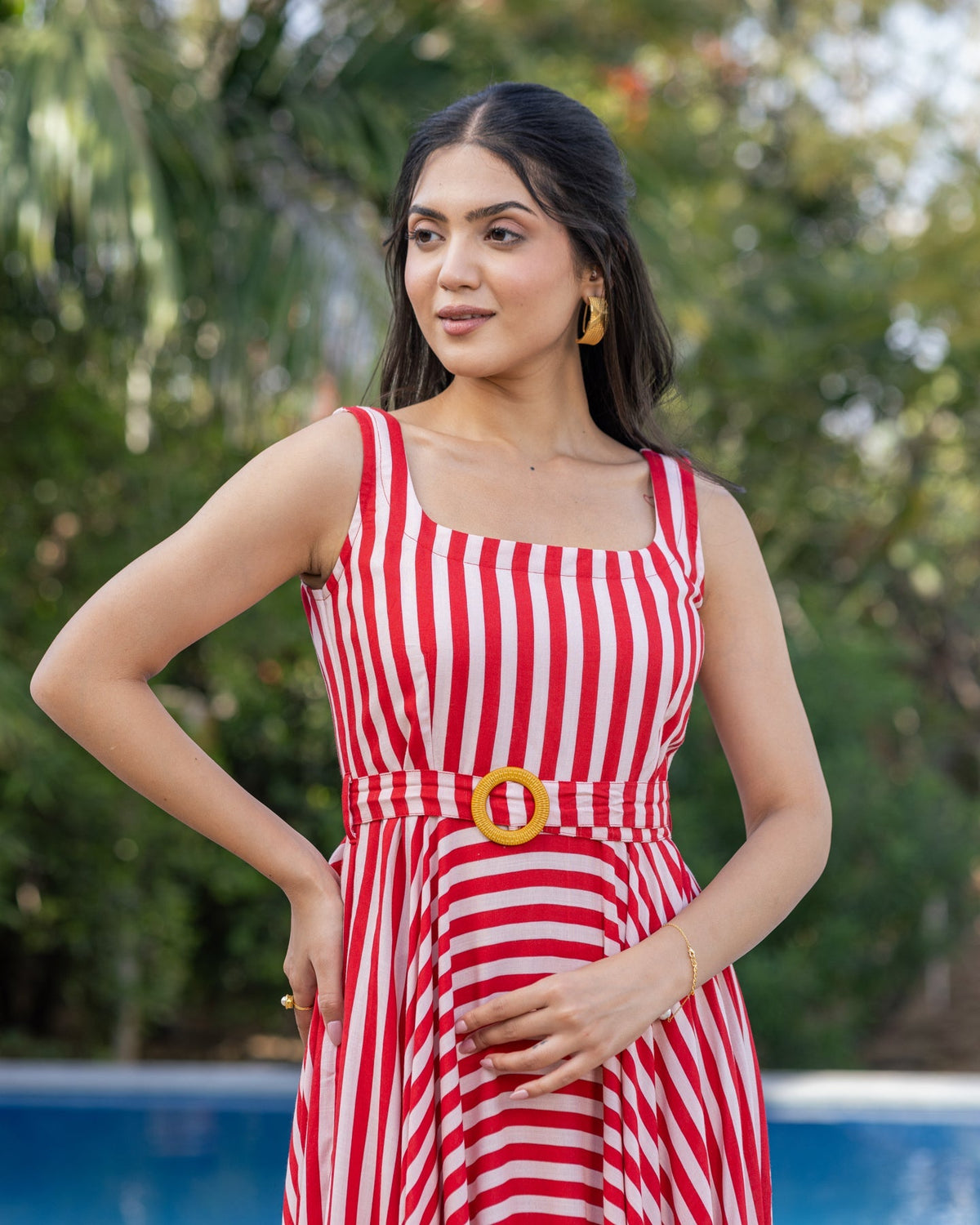 Red Bold Striped Dress