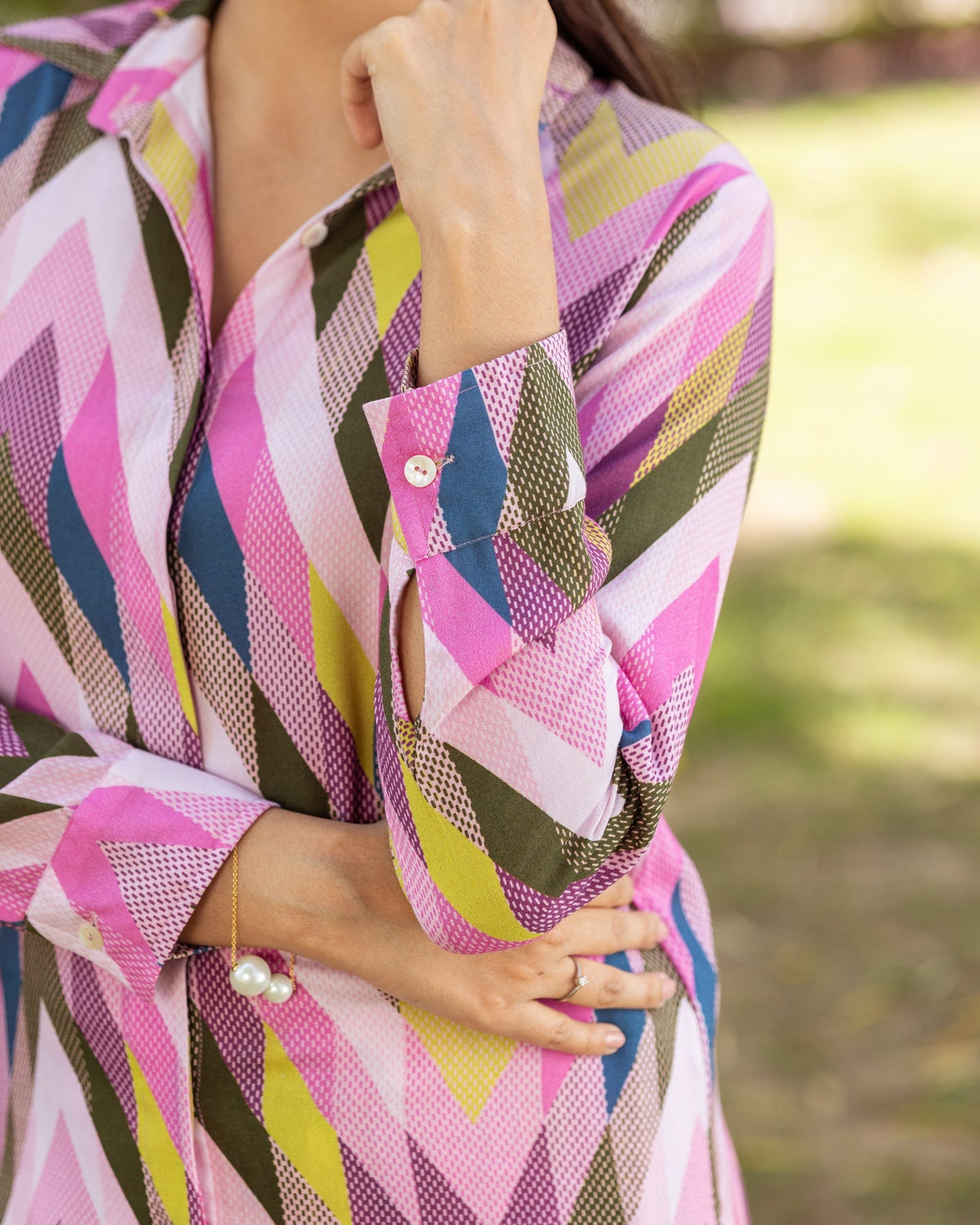 Pink Contrasting Chevron co-ord set