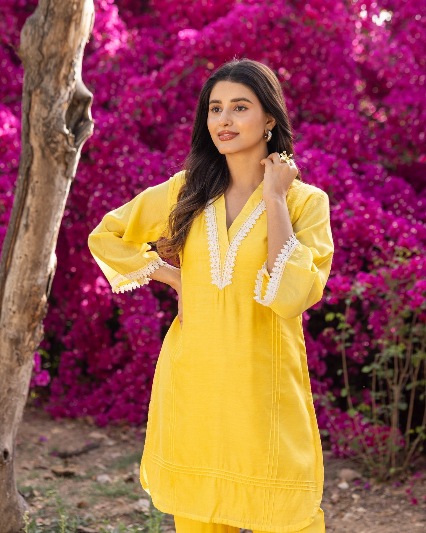 Yellow Chanderi Kurta Set