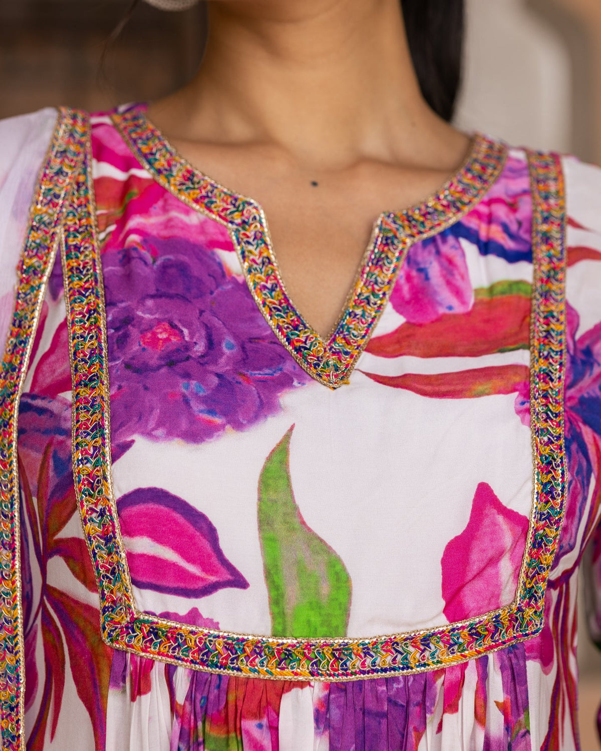 White Aquarelle Floral Suit Set