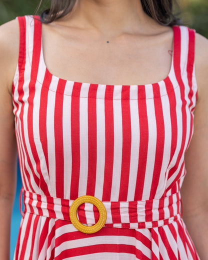 Red Bold Striped Dress