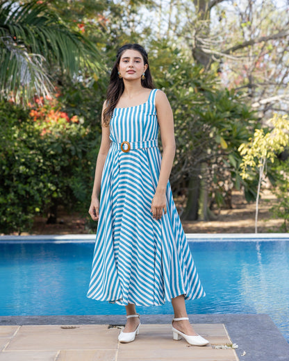 Blue Bold Striped Dress