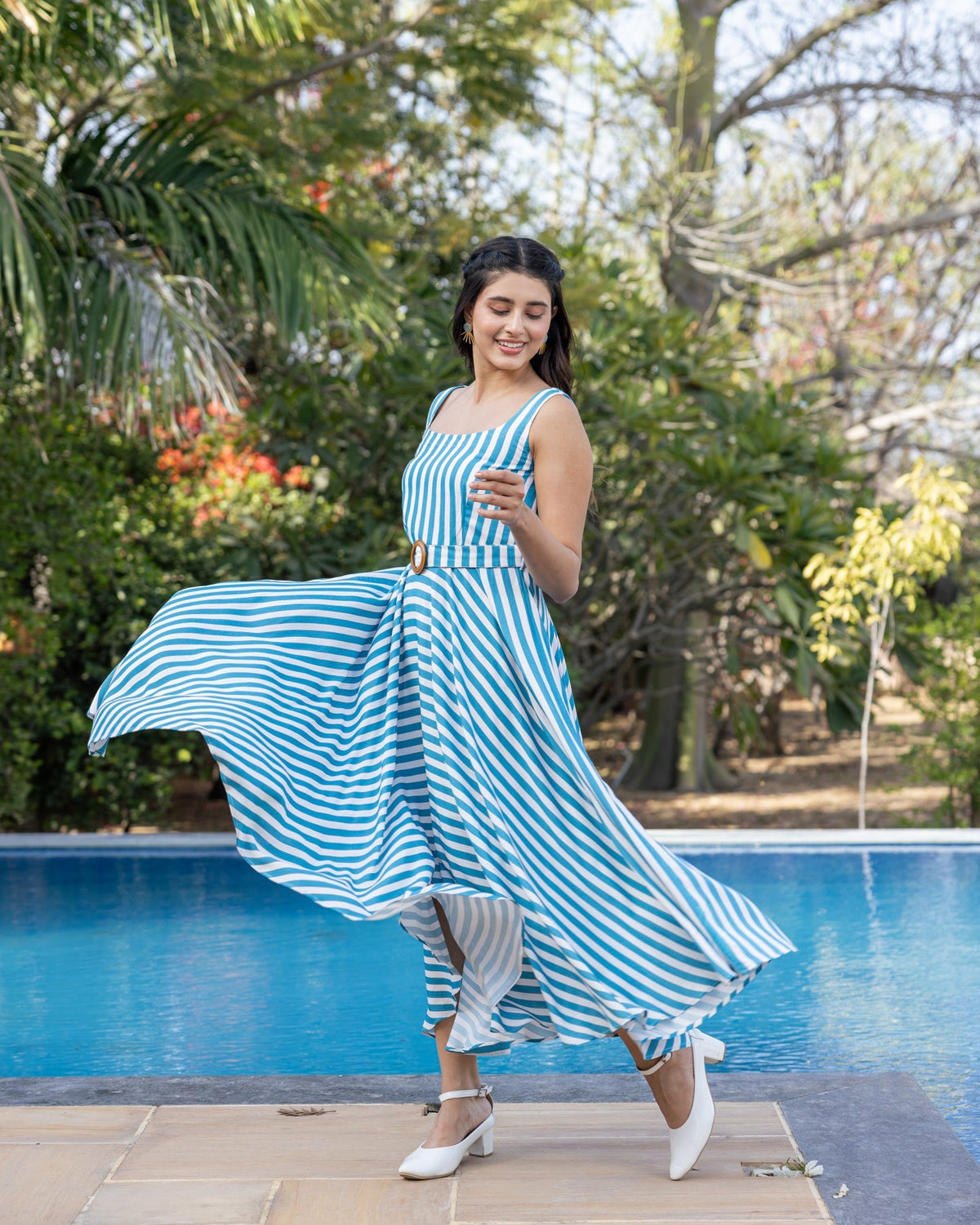 Blue Bold Striped Dress