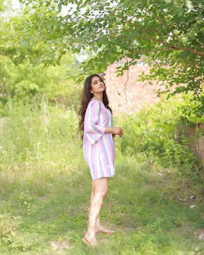 Ivory Shades Of Stripe Playsuit