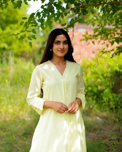 Urban Yellow Mulmul Kurta Set